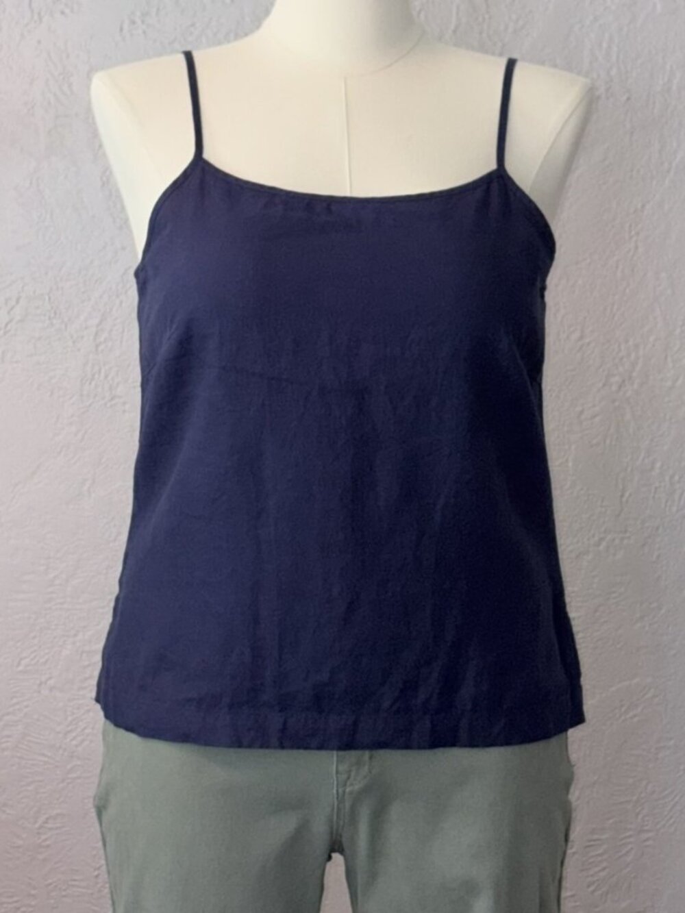 Vintage 90s Gap 100% Linen Navy Spaghetti Strap Tank Top Minimalist Coastal L